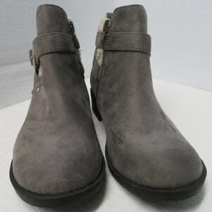 By The Way Womans Booties - Size 7- Grey Suede Buckle Zipper